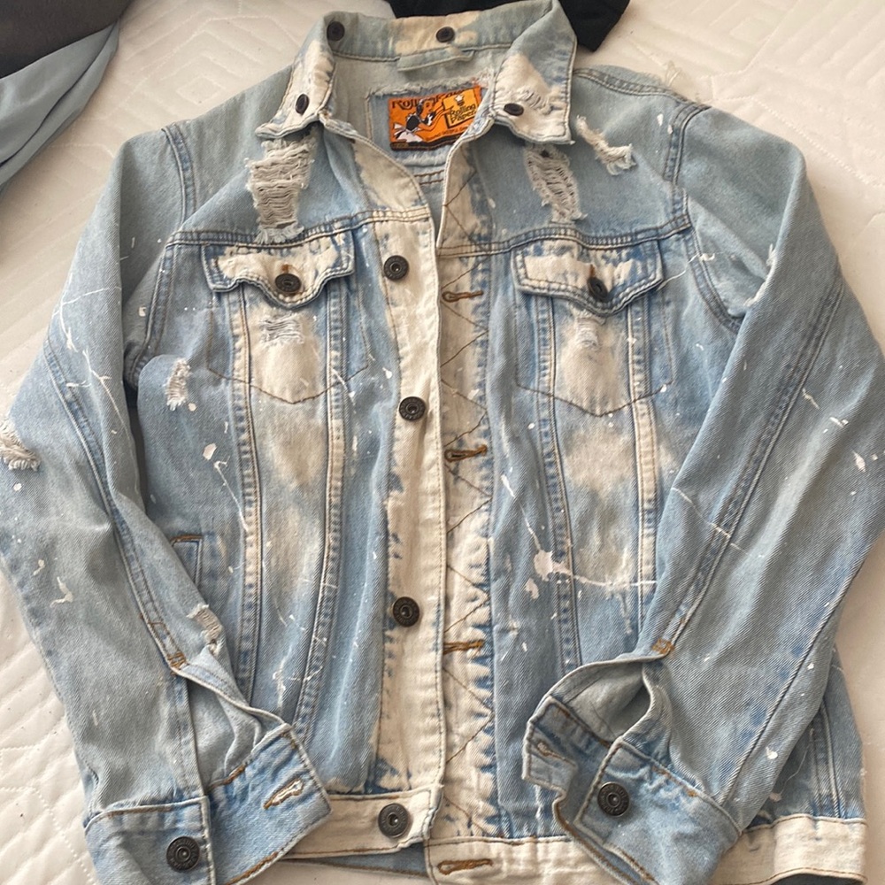 Distressed jean jacket